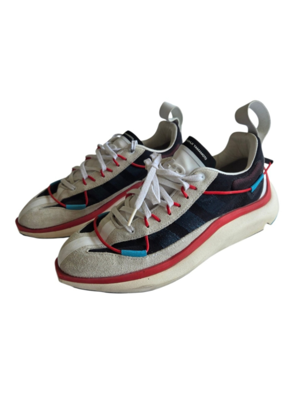 Adidas Yohji Yamamoto Y-3 Shiku Run White Red Cyan Sneakers Size 7.5 Streetwear